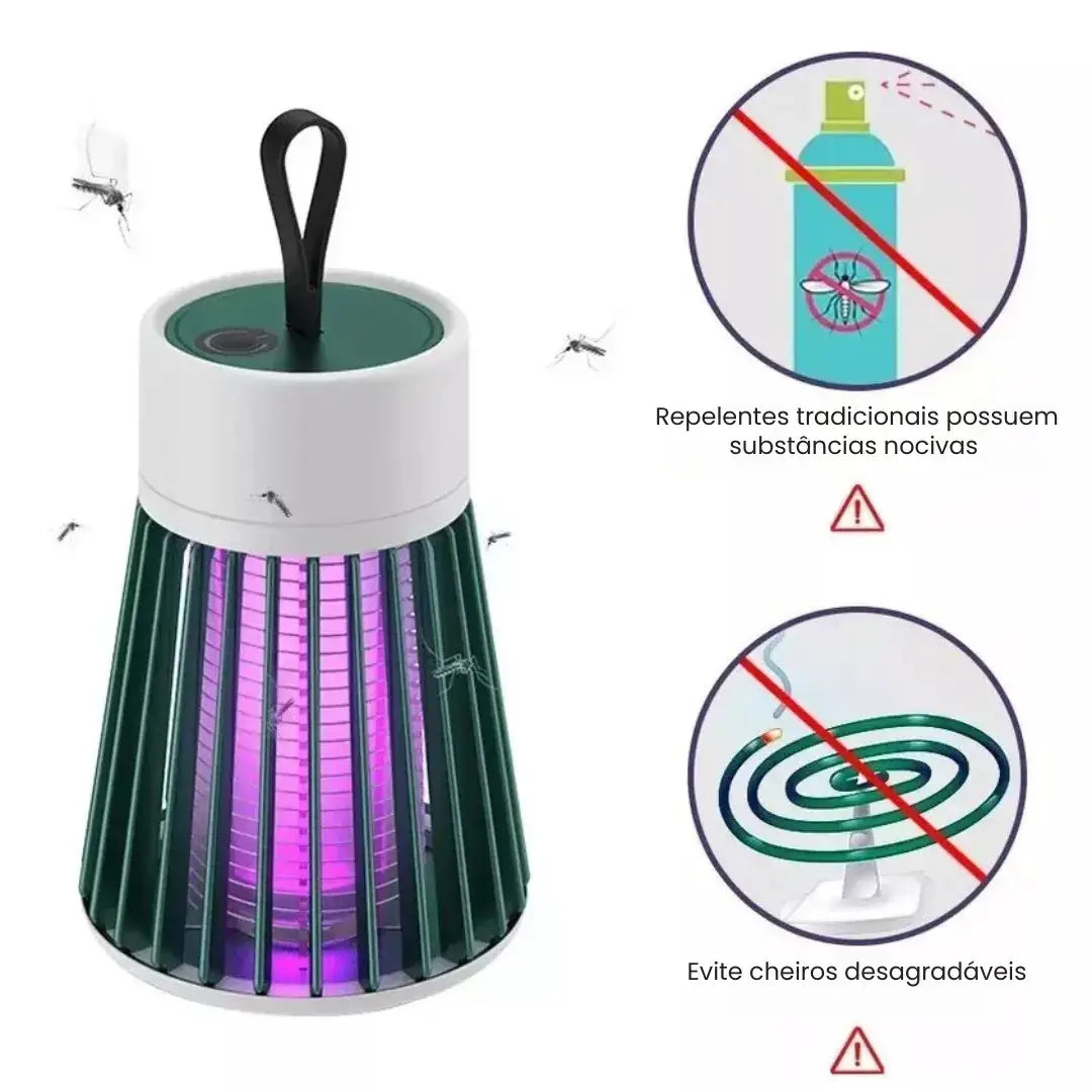 Lâmpada Elétrica Mata-Mosquitos -  Com Luz UV Recarregável