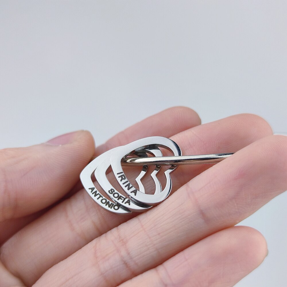 Fils New Custom Engraving Name Heart Charms Bracelets for Women Personalized Stainless Steel Customized Bangle DIY Jewelry Gift
