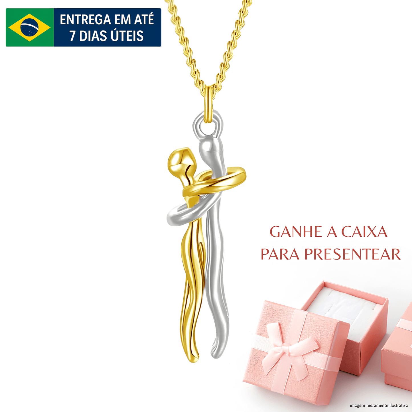 Colar Abraço Eterno – Laço de paixão banhado a ouro 18K
