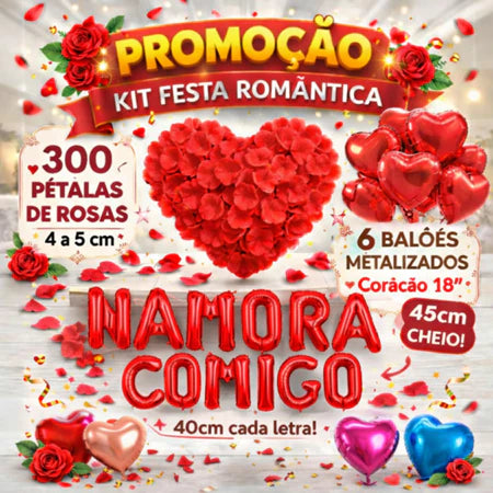 Kit Noite Inesquecível – 300 Pétalas artificiais + Balões de Coração