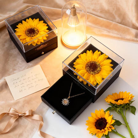 Colar Flor do Sol 🌻 – Laço de amor banhado a ouro 18K + Caixa Presente Luxuosa