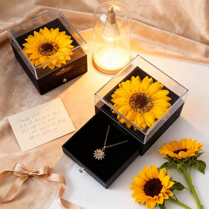 Colar Flor do Sol 🌻 – Laço de amor banhado a ouro 18K + Caixa Presente Luxuosa