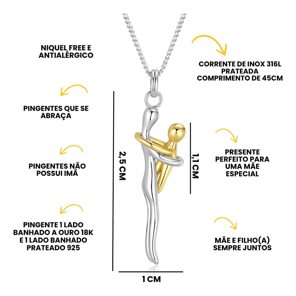 Colar Abraço Materno – Laço de amor banhado a ouro 18K
