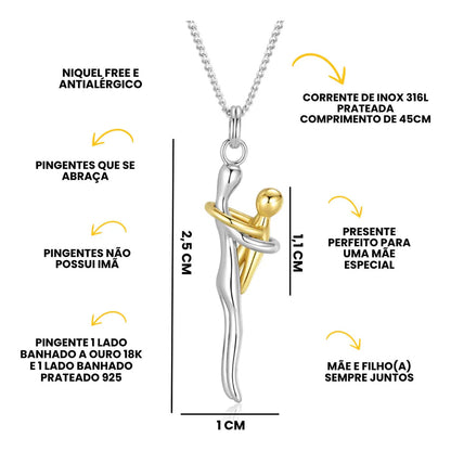 Colar Abraço Materno – Laço de amor banhado a ouro 18K