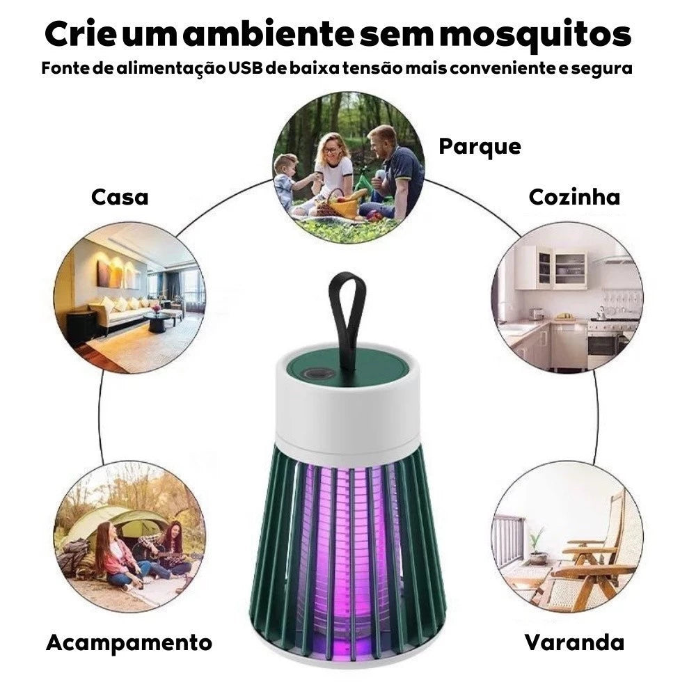 Lâmpada Elétrica Mata-Mosquitos -  Com Luz UV Recarregável