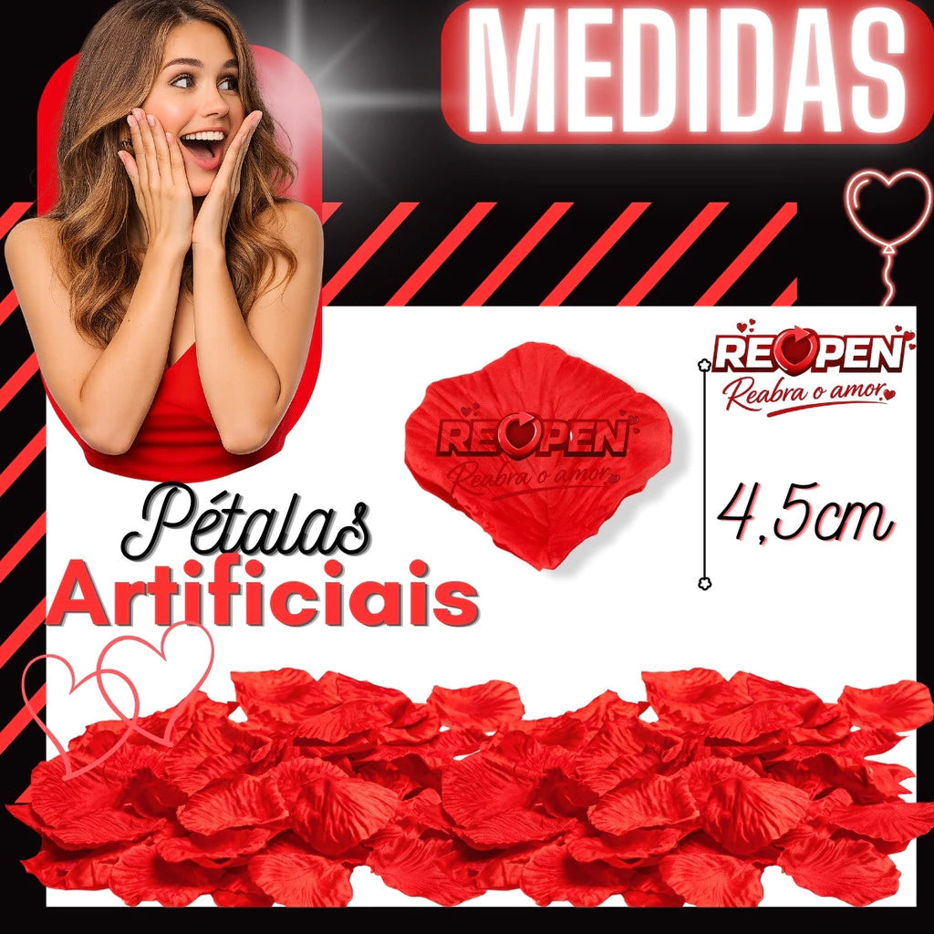 Kit Noite Inesquecível – 300 Pétalas artificiais + Balões de Coração
